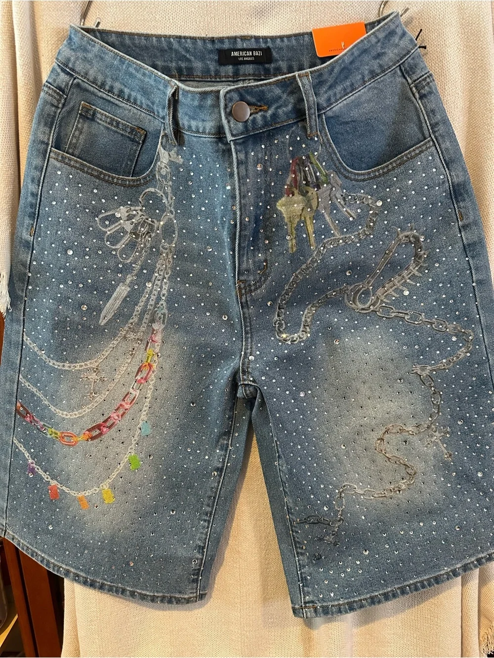 NWT Boutique Embellished Women Jorts (8-10) L